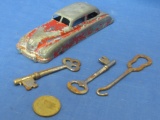 Mixed Lot of Asst items: Tootsie Toy Body, Token, 2 skeleton Keys & Button Hook