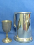 Pewter Tankard & Cordial – Tankard is Engraved SSGT RR DUSSO 1966-69 (hanging scene on bottom)