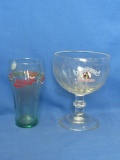 Holiday Coke Tulip Glass 6” T  & Berliner Weisse Schultheiss Beer Glass 6 3/4” T