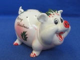 Vintage Kreiss Ceramic Christmas Pig – Holds Hors d'oeuvre or Toothpicks? 5” long