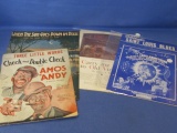 4 Black Americana Sheet Music: Amos 'N' Andy, When the Sun Goes Down in Dixie, Carry me Back to  Old