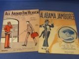 2 Black Americana Sheet Music: Alabama Jamboree  & All Aboard for Heaven