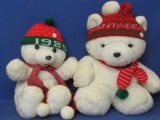 2 Santa Bears 1989 &  Unspecified – Each has Knitted Hat & Scarf