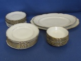 24 pieces of German Hartporzellan with gold edges & 4 Unmarked White saucers
