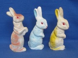 3 Vintage Paper Mache Begging Bunny Rabbit Candy Containers – About 7 1/2” tall