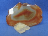 Sliced & Polished Rock 5 7/8” x 4” (Has chip) + Piece of Crystal – As shown