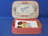 gales Chocolates Box with Vintage Valentines & other Old Paper – Cardboard Box is 7 7/8” x 5 3/8”