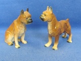 Pair of Ceramic Boxer Dog Figurines – Made in Japan – Taller is 4” - Very good condition
