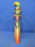 Large Wooden Parrot on a Metal Hoop – Parrot is 24” long – Hoop is 17 1/4” in diameter