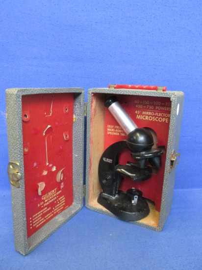 Vintage – Child Microscope & Case – Gilbert S-25 8 1/2”H x 5 1/2”D x 3”W –