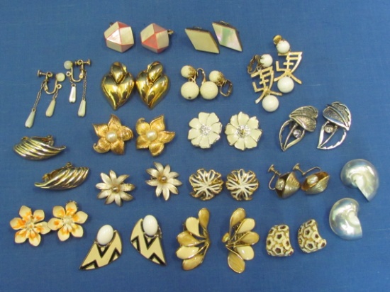 18 Pairs of Clip-on Earrings: Names include Krementz – Coro – Sarah Coventry – Trifari