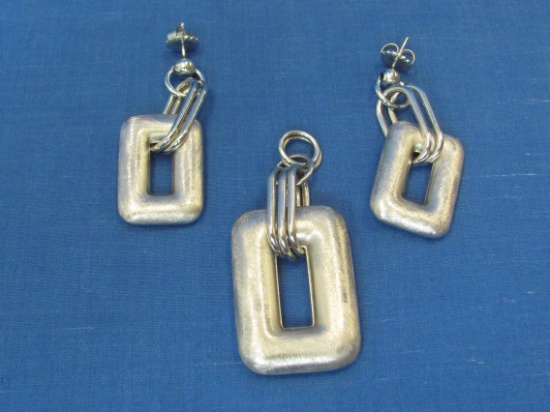 Frederic Duclos Sterling Silver Pendant (2 1/2” long) & Matching Earrings – 35.2 grams