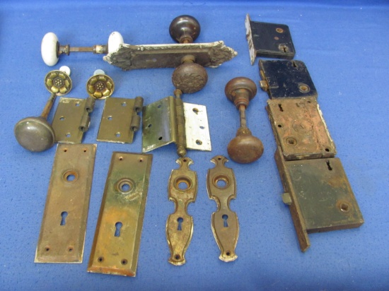 Vintage Door Hardware: Locks, Escutcheons, Hinges, Knobs 3 sets & more