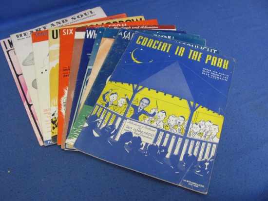 11 Vintage Sheet Music 1930's to 1950 (not every decade represented) – Concert in the Park