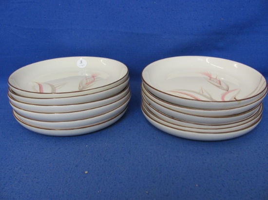 12 Salad Plates 1940's Winfield Dragon Flower Hand Crafted China, Made in the USA, California. 