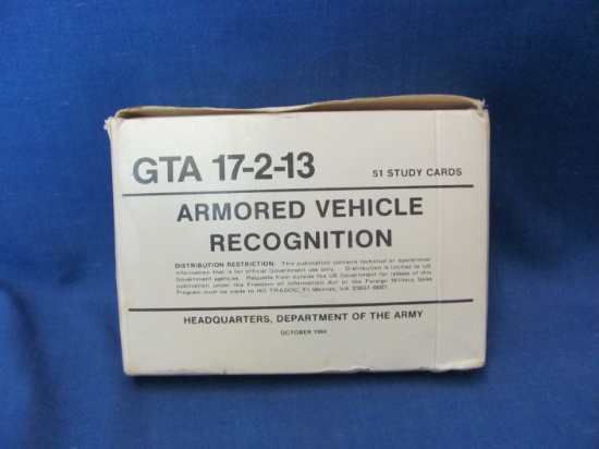 1984 U.S. Army Armored Vehicle Recognition Study Cards – Complete – Box Damaged