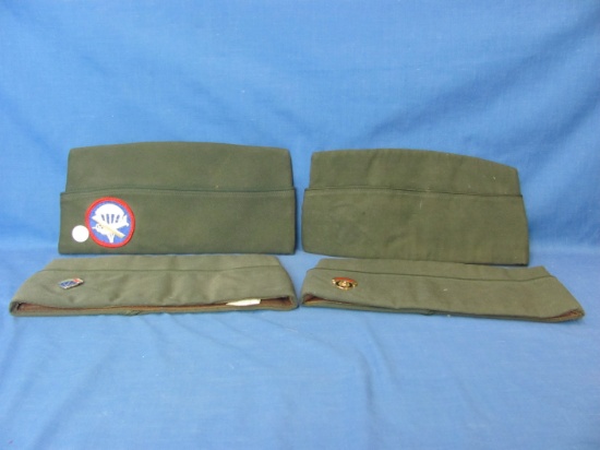 U.S. Army Dress Garrison Caps (4) With Patch & Lapel Pins – As Shown