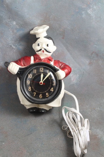 RARE Red Wing Pottery French Chef Clock 1947 Working RW Book Value $150.00