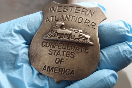 Reproduction Confederate States of America Western Atlantic Railroad Badge 3-D Locomotive