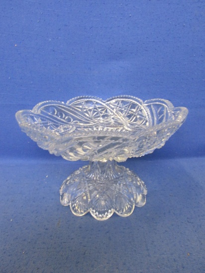 Large Scalloped Footed Compote 5 1/4”H x 8 3/4”D Top x 5 1/4”D Base -