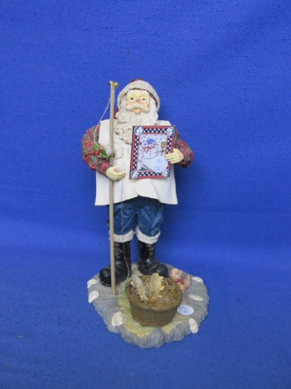 Lot Of 2 Winter/Christmas Decor – Fishing Santa 10 1/4”H x 6”L x 7 1/4”W – 1 3/4”L x 2 1/4”H Pin