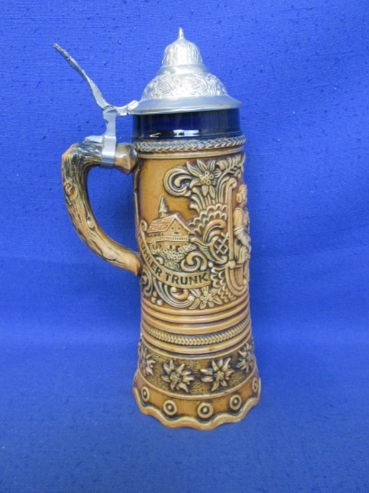 Vintage Hofbrauhaus Stein With Windup Swiss Musical Movement (Works) 9 1/2”H x 5” w/Handle -