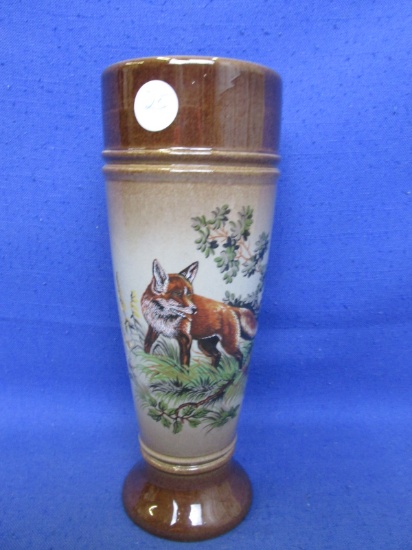 Stoneware Pilsner 9 1/8”H x 3 3/8”D With A Hand Painted Fox Pictured – King West Germany