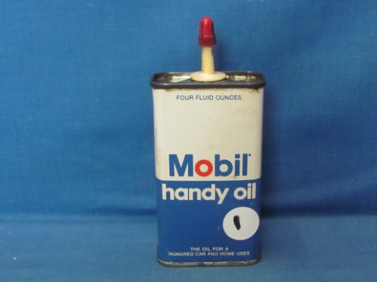 Mobil Handy Oil 4 oz Can – Cover Cracked - Some Contents – As Shown