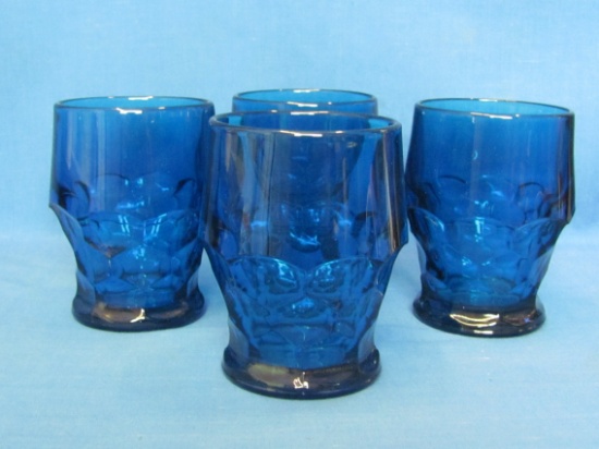 Set of 4 – Viking Georgian Bluenique Glass Tumblers – 4 1/8” tall – Great Color