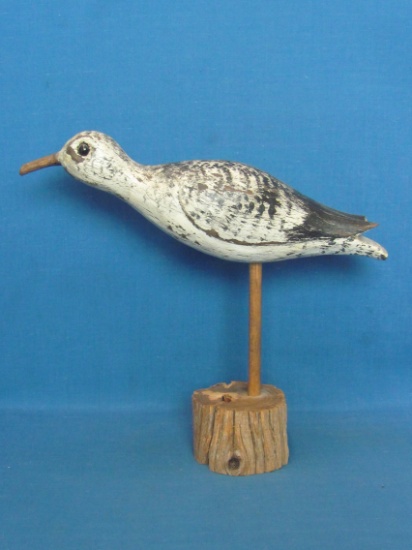 Folk Art - Carved Wood Bird Figurine on Base – 9 3/4” tall – 10 1/2” long – Signed on base