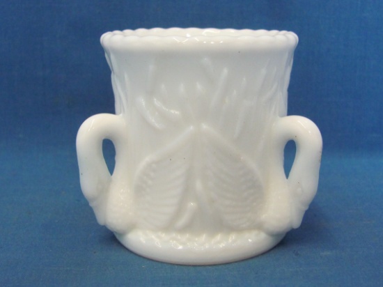 Westmoreland Milk Glass Toothpick Holder – 3 Swans – Marked on Base – 2 1/4” tall