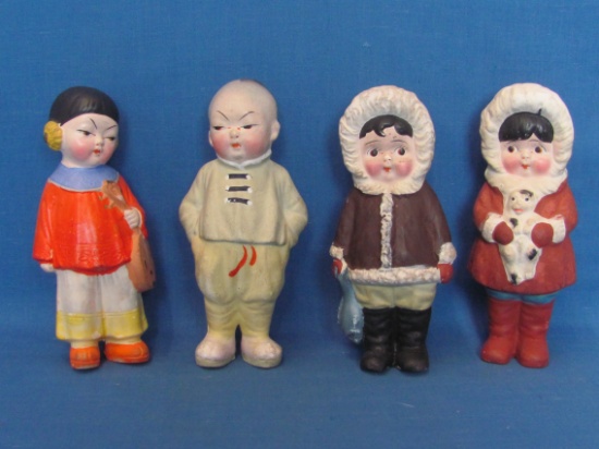 2 Pairs of Chalkware Figurines – Made in Japan – Inuit Eskimos – Chinese Couple