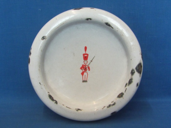 Vintage Enamel Dish – Toy Soldier in Center – Made in Sweden – 7” in diameter