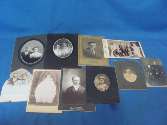 10 Asst.  Antique Photos 4x6 Appx  4 Oval Photos mounted on cards