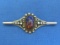 Vintage Sterling Silver Pin with Amber Glass Cabochon – 2 1/2” long – Total weight is 6.5 grams