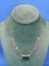 Vintage Art Deco Sterling Silver Necklace with Green Stones – About 16” long – Clasp is stuck shut
