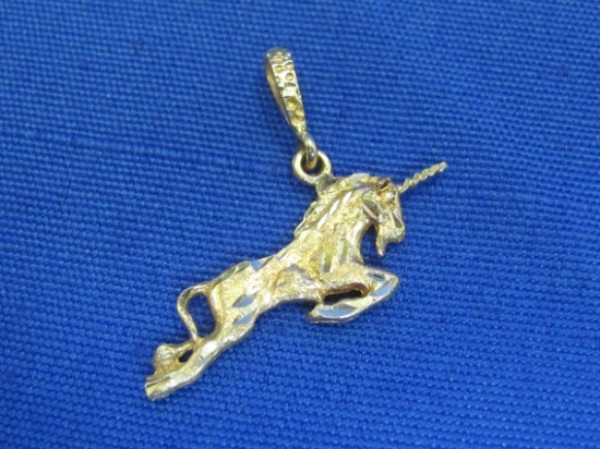 14 Kt Gold Charm or Pendant – Leaping Unicorn – 1 1/4” long – 2.8 grams – Marked & Tested