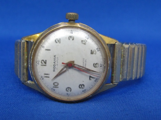 Vintage Rodania Automatic Wristwatch – Running – 17 Jewels – Swiss Made – Stretch Band
