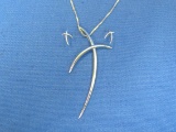 Stylized Cross Pendant & Earrings – Sterling Silver with 24” Sterling Chain – 8.1 grams