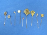 Lot of Stick or Hat Pins – Some Vintage, Some Newer – 1 Homemade – Longest is 3 3/4”