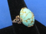 Vintage Gold Filled Ring w Glass? Cabochon – Size 9.25 – Very pretty