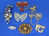 Fun Vintage Pins/Brooches: 1 made in Austria – Longest is 3 3/4” - Rhinestones