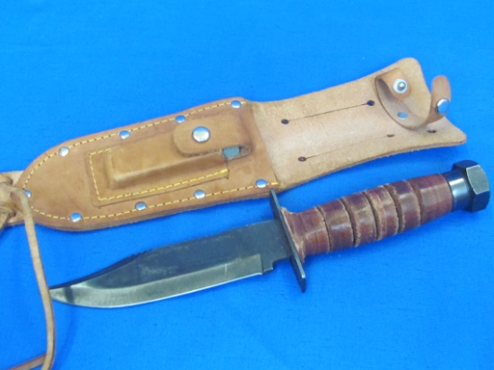 Japan Military Knife with Leather Sheath – Marked “MM 10-71 Japan” - Hone in sheath