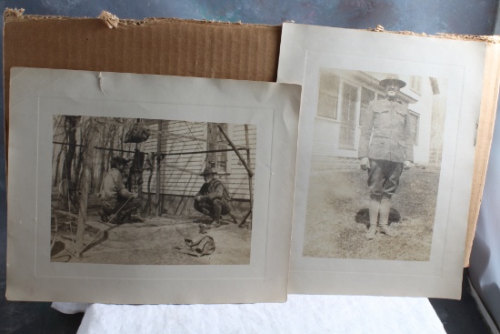 2 World War I WWI Doughboy Soldier 8 x 10 Real Photographs