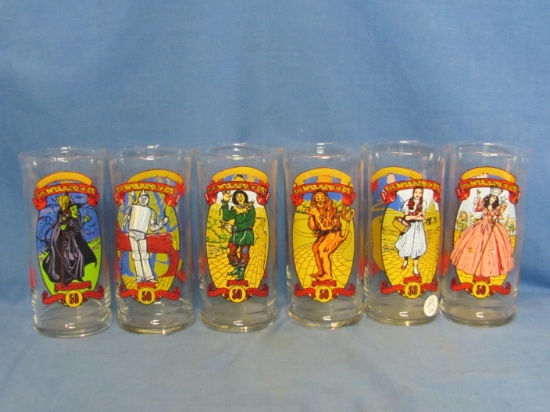 1989 Coca Cola Wizard of Oz Glasses – 50th Anniversary – Complete Set – 6” T