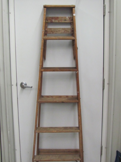 Wood Step Ladder – 68 1/2” T – Cracks – No Shipping – As Shown