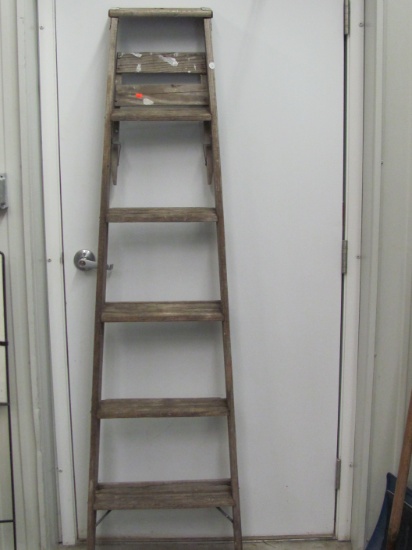 Wood Step Ladder – 68 1/2” T – Cracks -  No Shipping – As Shown