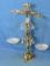 Vintage 70's Crytal & Brass Decorative Balance Scale 25” T x 14” W  Each Glass Pan is 6” DIA