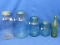 4 Vintage Canning Jars 2 Qt, 1 Pt, 1 ½ Pt & Glass No-Deposit Mountain Dew 10 oz Bottle