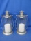 Pair of Battery Operated Flicker Candle Lanterns – Each 12” T x 6” DIA Base – Glass & Metal – Work